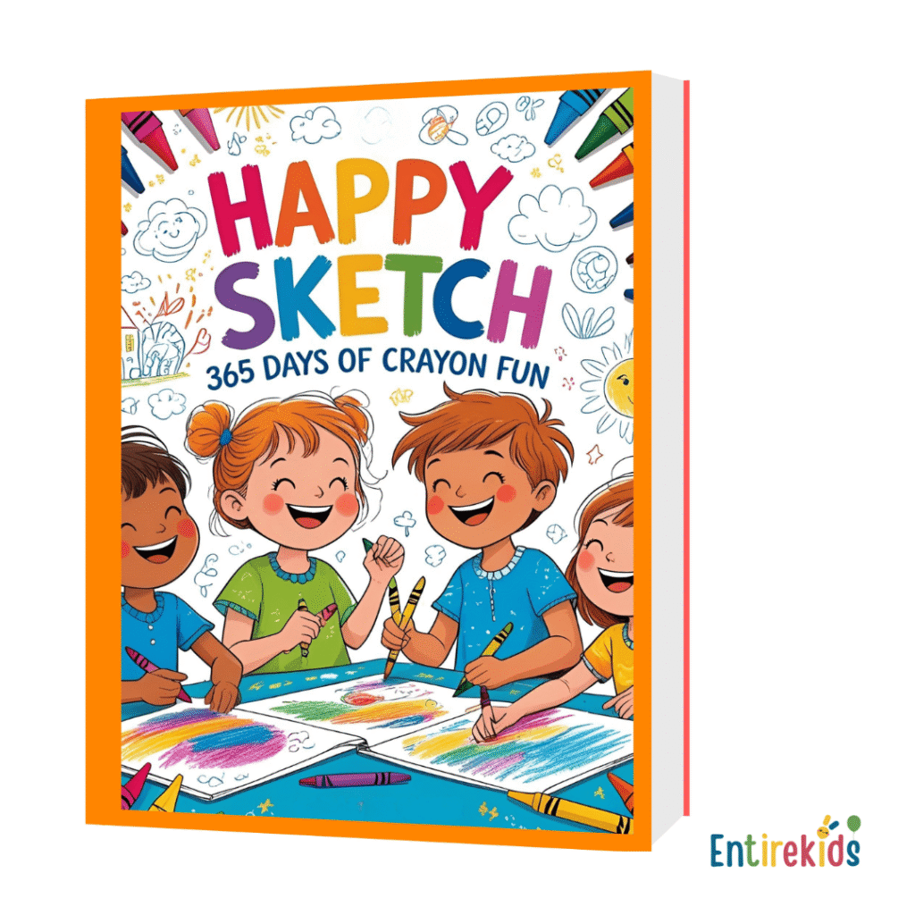 Happy Sketch 365 Days Crayon Drawing Book Cover for Kids